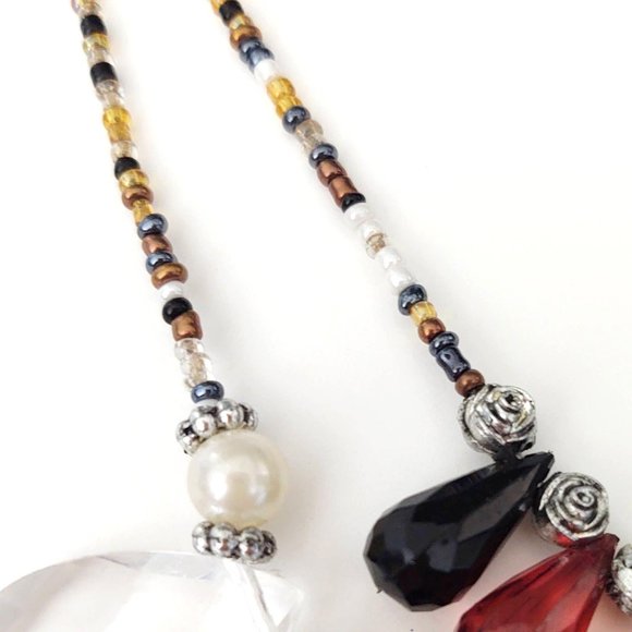 Double strand seed bead & teardrop beaded necklace - Picture 10 of 11